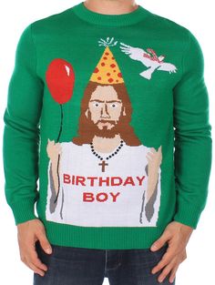 Men's Jesus Birthday Boy Christmas jumper.