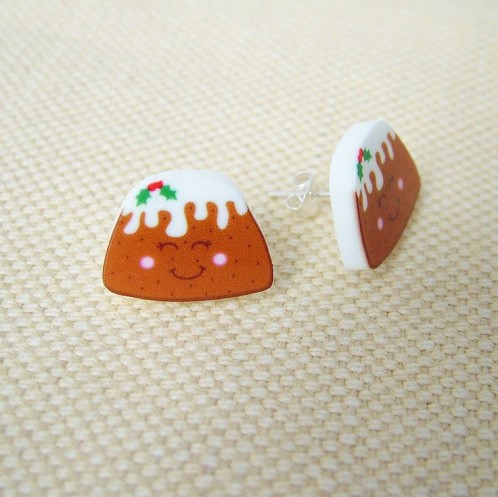 Christmas pudding earrings.