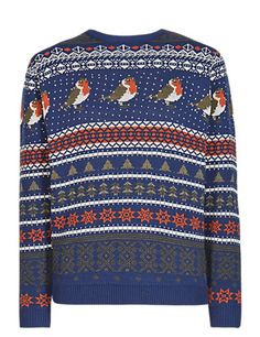 Christmas jumper with robin design and pattern