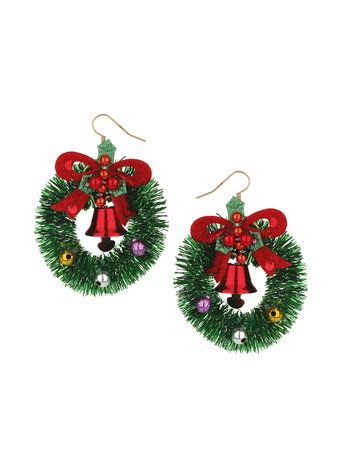 Christmas wreath earrings.