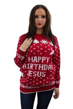 Happy Birthday Jesus women's Christmas jumper.
