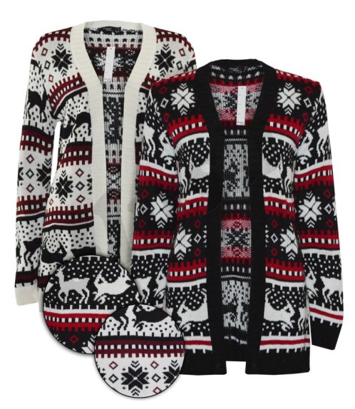 Ladies knitted Chrismas jumpers - could be worn as maternity cardigans.