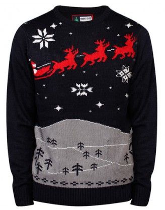 Men's Knitted Christmas Jumper With Santa.