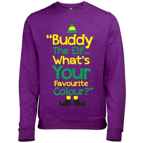 Buddy the elf whats your favourite colour mens fun Christmas jumper.
