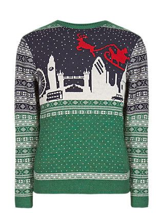 Novelty Christmas jumper with London scene