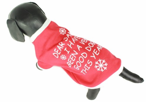 Red jumper for dog. "Dear Santa, I have been a good dog this year."
