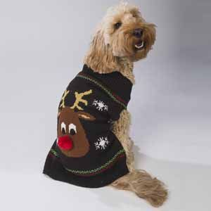 Dogs Christmas jumper, dark grey with Rudolf detail