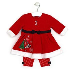 Girls red Santa outfit - dress and leggings.