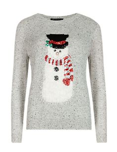 Ladies xmas jumper with snowman design.