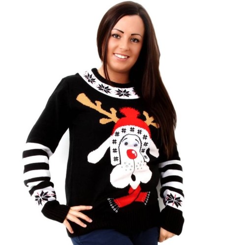 Ladies novelty jumper with Rudolf.