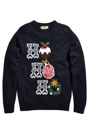 Men's Christmas Jumper 'ho ho ho' in blue