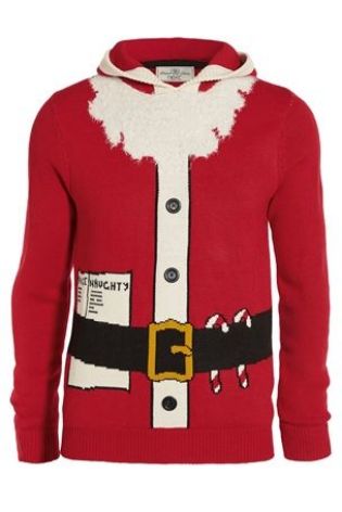 Men's Santa Christmas jumper. Red hoody jumper.