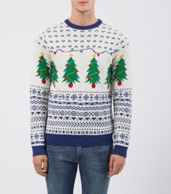 Mens Christmas jumper with Christmas trees.
