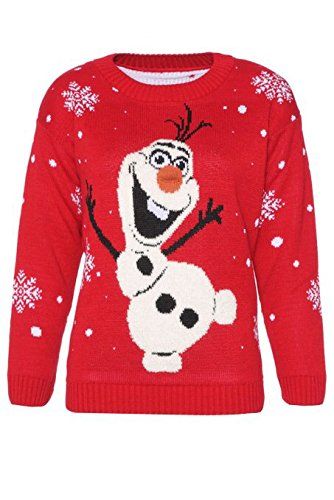 Olaf Christmas jumper. Red Christmas jumper featuring Olaf and snowflakes.