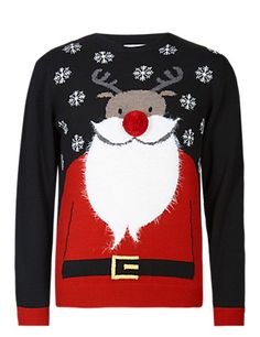 Black novelty jumper with Rudolf dressed as Santa