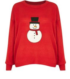 Women's xmas jumper. Red with snowman
