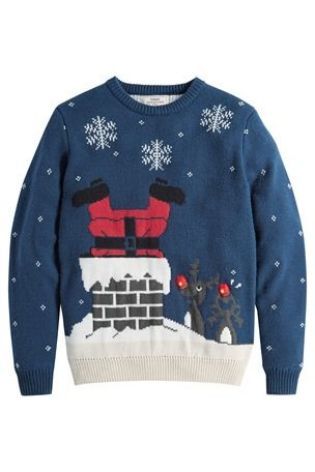 Santa falling down a chimney Christmas jumper.