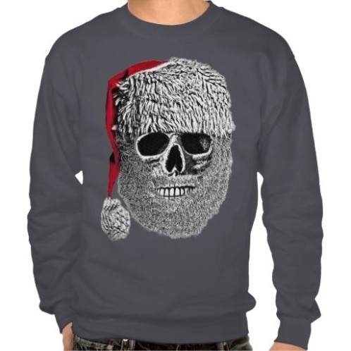 Skull wearing Santa hat Christmas jumper.