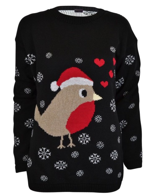 Women's Christmas jumper with Christmas Robin.