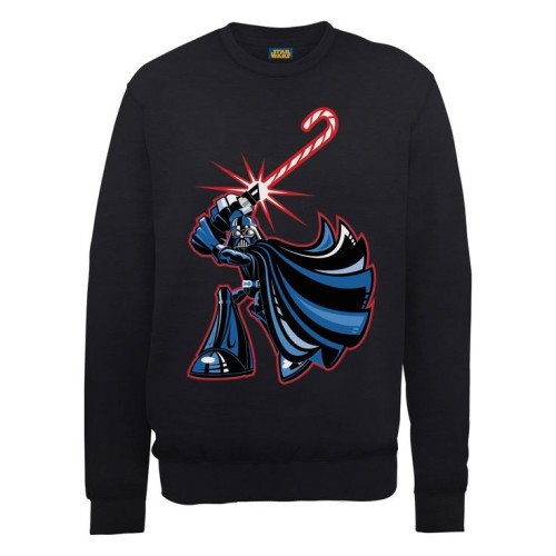 Darth Vader with a candy stick festive jumper