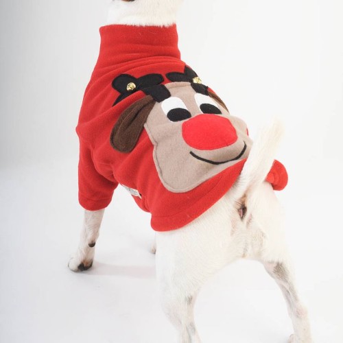 Squeaky Rudolf dog's Christmas jumper