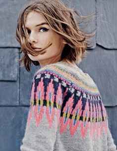 Boden fair isle jumper for women. Grey with zingy colours