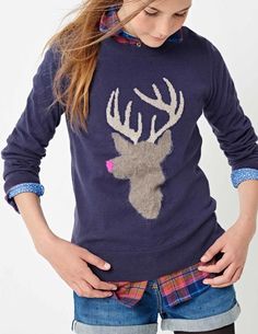 Girl's Christmas jumper with reindeer design