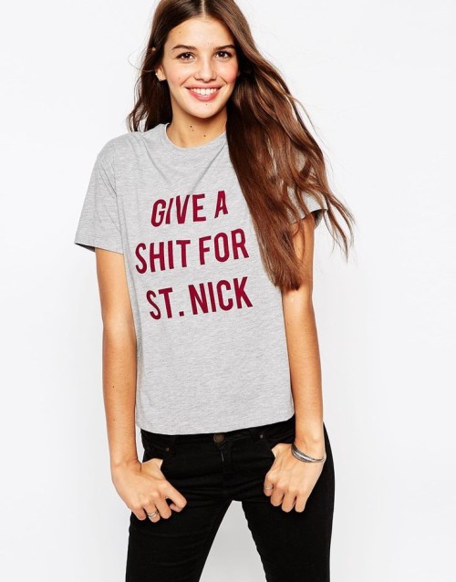 Give a shit for Saint Nick - rude Christmas t-shirt