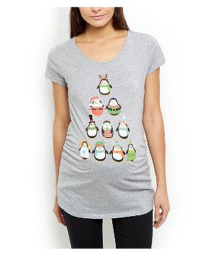 Grey maternity Christmas t-shirt