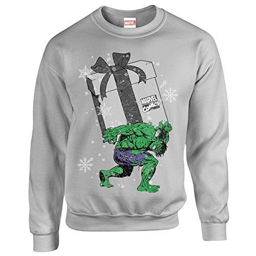 Official Marvel Hulk Christmas jumper - hulk carrying an enormous present