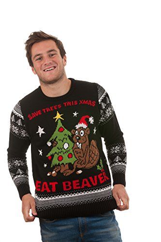 Save the trees this Christmas and eat beaver - Rude Christmas jumper