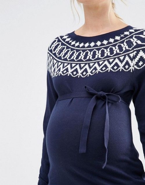 ASOS maternity Christmas jumper in navy fairisle