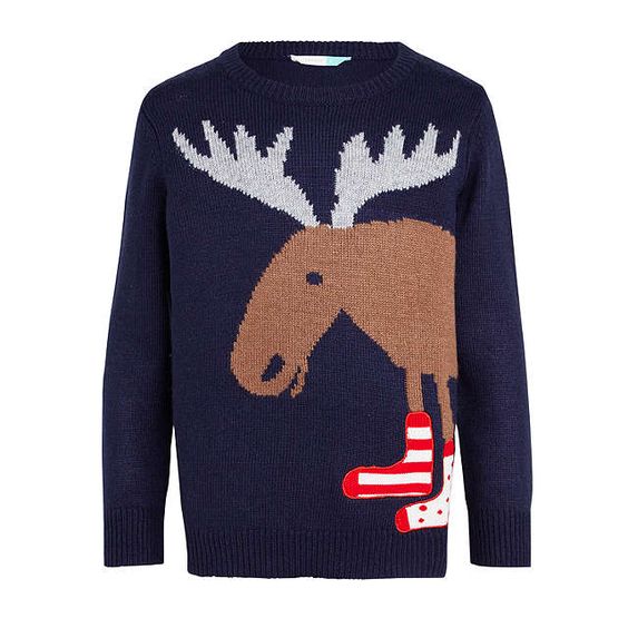 Christmas moose wearing wellies Children s Christmas Jumpers Christmas Jumpers Christmas Jumpers