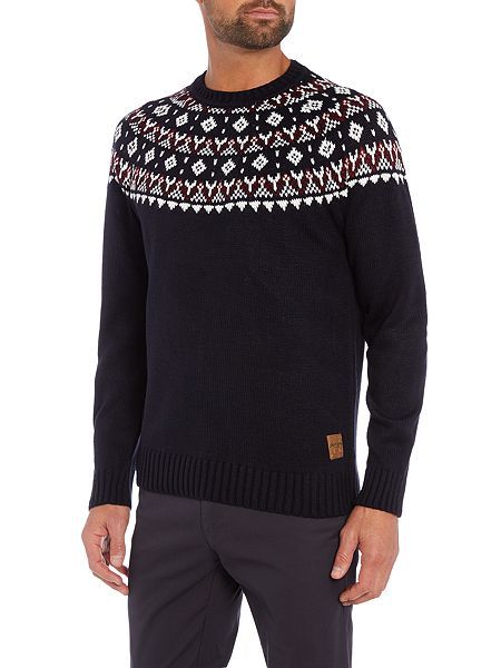 Fairisle crewneck jumper for men