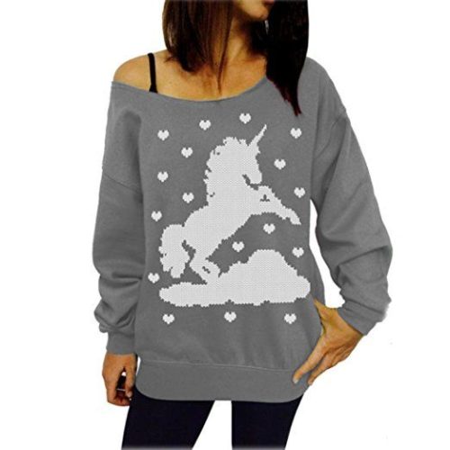 Off the shoulder unicorn jumper