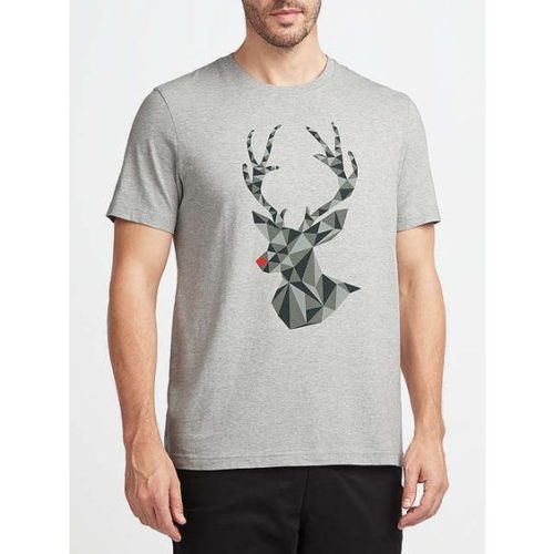 Geometric design Christmas reindeer t-shirt for men