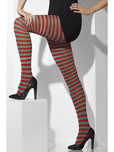 Red and green striped Christmas elf tights
