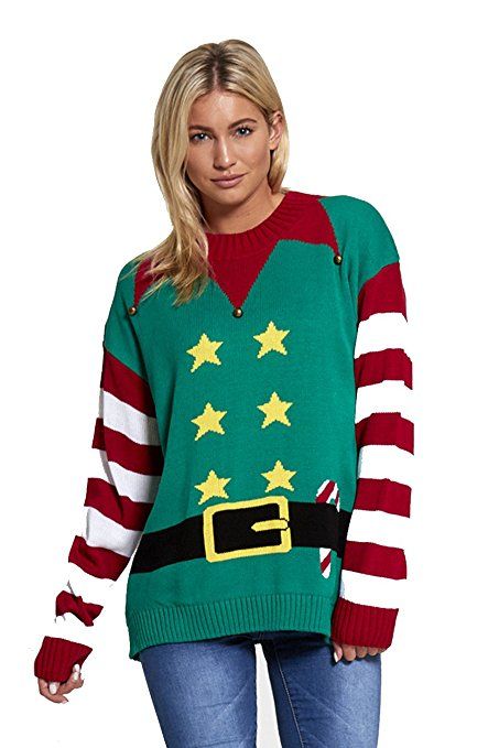 Novelty Christmas jumper - womens elf design