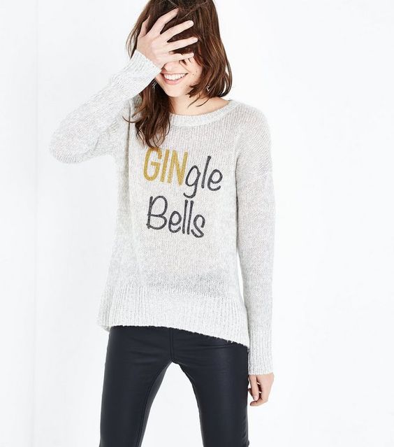 GIN gle bells Xmas sweater Grey Christmas jumpers Sparkly Christmas Jumpers Women s Christmas Jumpers Christmas Jumpers