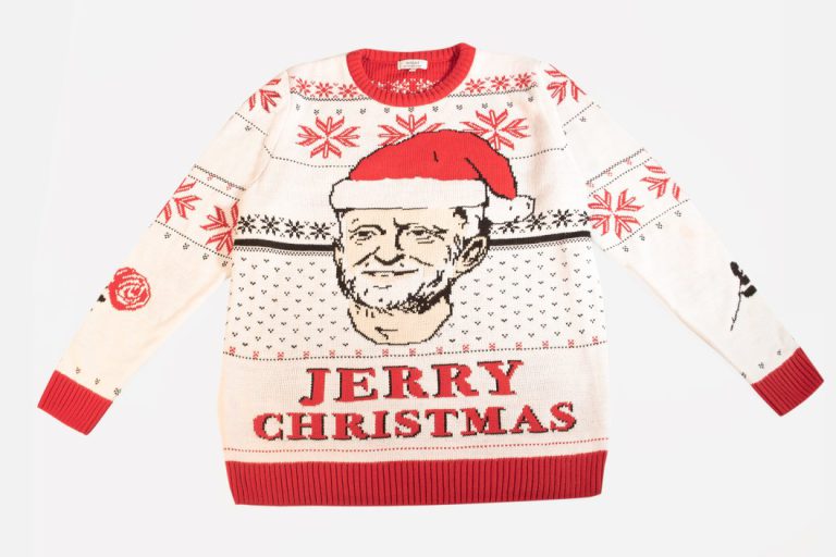 Jeremy Corbyn Christmas Jumper, in white