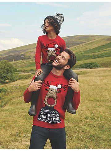 mum and son matching christmas jumpers