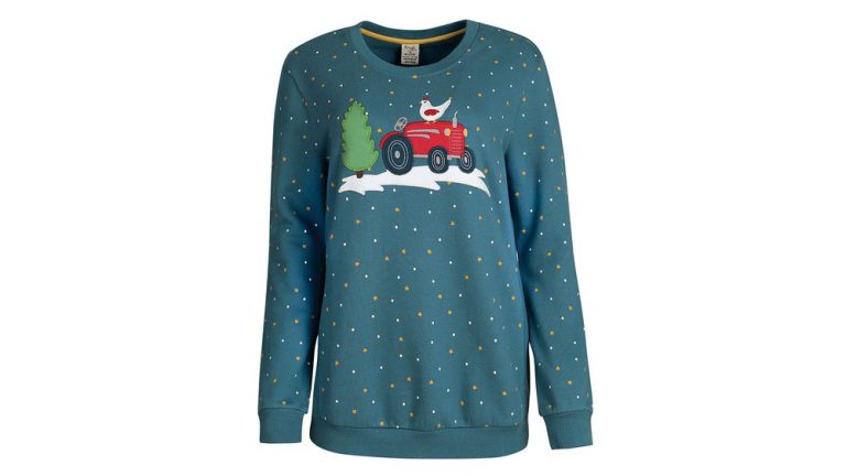 Bryony pregnancy Christmas jumper, in green, for women