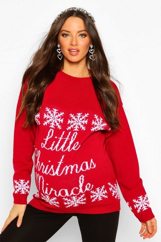 Maternity 'Little Christmas Miracle' Christmas Jumper ⋆ Boohoo ...