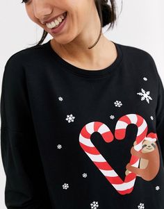 Candy cane heart sweater shop