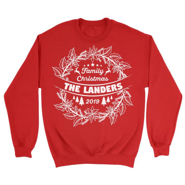 Christmas etsy TV advert – matching family jumpers, in red, for men