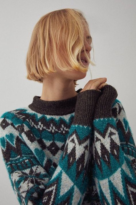 Tinsel design blue fair isle jumper