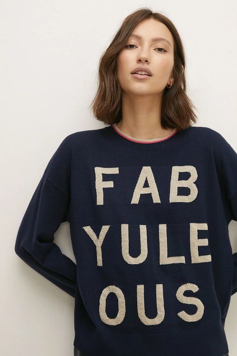 Christmas fab-Yule-Ous design jumper, in blue