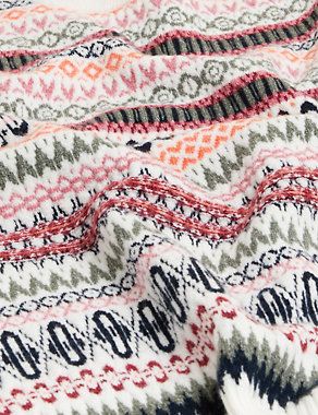 M&S pink and cream fair isle Christmas jumper, for women