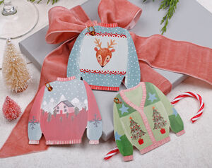 12 Christmas Gift Tags With Cute Christmas Jumper Design And Gold Twine from Not On The High Street