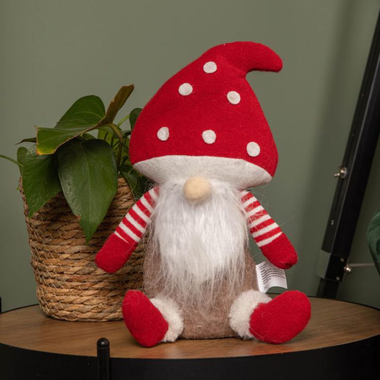 28cm Red and White Sitting Christmas Gonk with Mushroom Hat from Debenhams